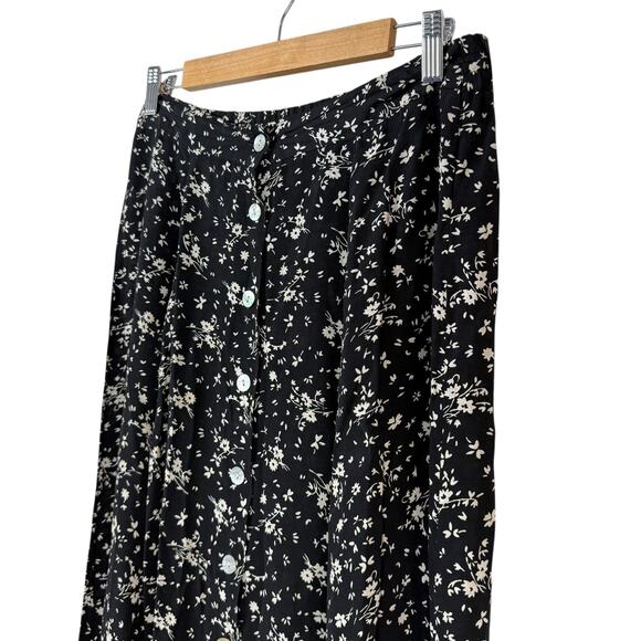 Vintage 90s Skirt Womens Medium Black Dark Floral  Romantic Boho Grunge *FLAWED* - Picture 6 of 11